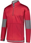 Adult 1/2-Zip 2-Tone Pullover (Black,Forest,Graphite,Maroon,Navy,Royal,Red,White) SCARLET/CARBON Pocket