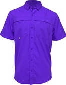 Baw Adult Short Sleeve Fishing Shirt PURPLE Pocket