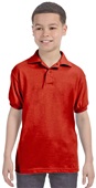 Hanes Youth EcoSmart Jersey Knit Polo DEEP RED Pocket