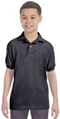 Hanes Youth EcoSmart Jersey Knit Polo BLACK Pocket
