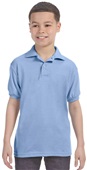 Hanes Youth EcoSmart Jersey Knit Polo LIGHT BLUE Pocket