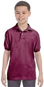 Hanes Youth EcoSmart Jersey Knit Polo MAROON Pocket