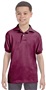 Hanes Youth EcoSmart Jersey Knit Polo MAROON Pocket