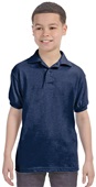 Hanes Youth EcoSmart Jersey Knit Polo NAVY Pocket