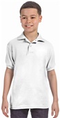 Hanes Youth EcoSmart Jersey Knit Polo WHITE Pocket