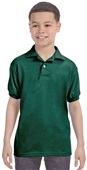 Hanes Youth EcoSmart Jersey Knit Polo DEEP FOREST Pocket