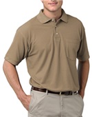 Blue Generation SS Teflon Treated Pique Polo Shirt TAN Pocket