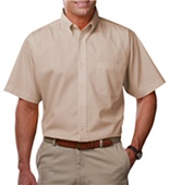 Blue Generation Men's SS Easy Care Poplin Shirts NATURAL Pocket
