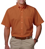 Blue Generation Men's SS Easy Care Poplin Shirts BURNT ORANGE Pocket