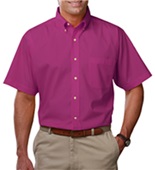 Blue Generation Men's SS Easy Care Poplin Shirts BERRY Pocket