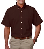 Blue Generation Men's SS Easy Care Poplin Shirts CHOCOLATE Pocket