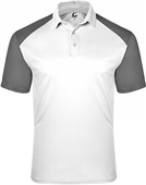 Badger Sport Mens C2 Sport Polo WHITE/GRAPHITE Pocket