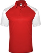 Badger Sport Mens C2 Sport Polo RED/WHITE Pocket