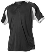 Badger Adult/Youth 1 Button Baseball Jersey BLACK/WHITE Pocket
