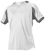 Badger Adult/Youth 1 Button Baseball Jersey WHITE/CHARCOAL Pocket