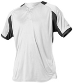 Badger Adult/Youth 1 Button Baseball Jersey WHITE/BLACK Pocket