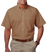 Blue Generation Mens SS Teflon Treated Twill Shirt BG7217S TAN Pocket