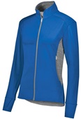  Ladies Girls Zipped Pockets Free Form Athletic Jacket (Black,Carbon,Navy,Royal,Red) ROYAL/CARBON HEATHER Pocket