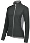 Ladies Girls Zipped Pockets Free Form Athletic Jacket (Black,Carbon,Navy,Royal,Red) BLACK/CARBON HEATHER Pocket