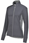 Ladies Girls Zipped Pockets Free Form Athletic Jacket (Black,Carbon,Navy,Royal,Red) CARBON/CARBON HEATHER Pocket