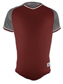 Russell Adult/Youth Classic V-Neck Baseball Jersey MAROON/STEEL/WHITE Front