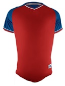 Russell Adult/Youth Classic V-Neck Baseball Jersey TRUE RED/ROYAL/WHITE Front