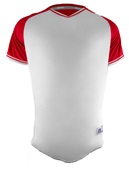 Russell Adult/Youth Classic V-Neck Baseball Jersey WHITE/TRUE RED/WHITE Front