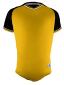 Russell Adult/Youth Classic V-Neck Baseball Jersey GOLD/BLACK/WHITE Front