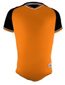 Russell Adult/Youth Classic V-Neck Baseball Jersey BURNT ORANGE/BLACK/WHITE Front