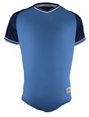 Russell Adult/Youth Classic V-Neck Baseball Jersey COLUMBIA BLUE/NAVY/WHITE Front