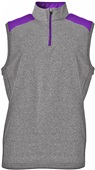 A4 Mens Tourney Sleeveless Fleece Quarter Zip Vest HEATHER/PURPLE Pocket