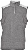A4 Mens Tourney Sleeveless Fleece Quarter Zip Vest HEATHER/WHITE Pocket