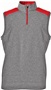 A4 Mens Tourney Sleeveless Fleece Quarter Zip Vest HEATHER/SCARLET Pocket