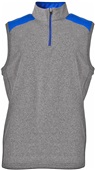 A4 Mens Tourney Sleeveless Fleece Quarter Zip Vest HEATHER/ROYAL Pocket