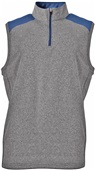 A4 Mens Tourney Sleeveless Fleece Quarter Zip Vest HEATHER/NAVY Pocket