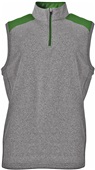 A4 Mens Tourney Sleeveless Fleece Quarter Zip Vest HEATHER/FOREST Pocket