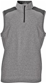 A4 Mens Tourney Sleeveless Fleece Quarter Zip Vest HEATHER/BLACK Pocket