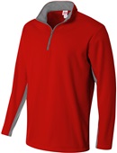 A4 Mens 1/4 Zip Color Block Fleece Jacket SCARLET/GRAPHITE Pocket