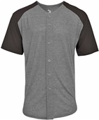 Badger Adult Tri-Blend Full Button Tee GRAPHITE BLACK Pocket