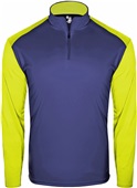 Badger Adult Youth Breakout 1/4 Zip Shirt NAVY/SAFETY YELLOW Pocket