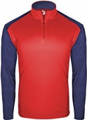 Badger Adult Youth Breakout 1/4 Zip Shirt RED/NAVY Pocket