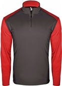 Badger Adult Youth Breakout 1/4 Zip Shirt BLACK/RED Pocket