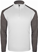 Badger Adult Youth Breakout 1/4 Zip Shirt WHITE/BLACK Pocket