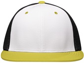 Pacific Headwear Premium M2 Performance Trucker Flexfit Cap ES341 WHITE/BLACK/GOLD Front