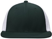 Pacific Headwear Premium M2 Performance Trucker Flexfit Cap ES341 DARKGREEN/WHITE Front