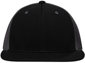 Pacific Headwear Premium M2 Performance Trucker Flexfit Cap ES341 BLACK/GRAPHITE Front