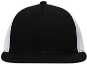 Pacific Headwear Premium M2 Performance Trucker Flexfit Cap ES341 BLACK/WHITE Front
