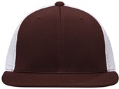 Pacific Headwear Premium M2 Performance Trucker Flexfit Cap ES341 MAROON/WHITE Front