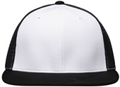 Pacific Headwear Premium M2 Performance Trucker Flexfit Cap ES341 WHITE/BLACK Front