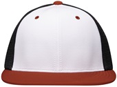 Pacific Headwear Premium M2 Performance Trucker Flexfit Cap ES341 WHITE/BLACK/RED Front